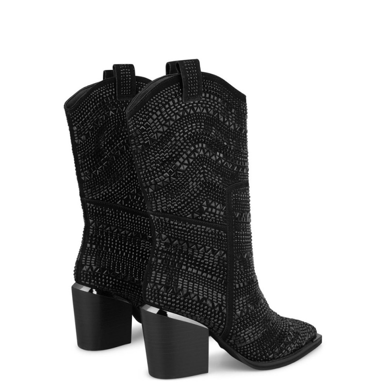 Bottes à Talons Alma En Pena Pedrería Cowboy Boots Kaki Femme | DNJ-11976474